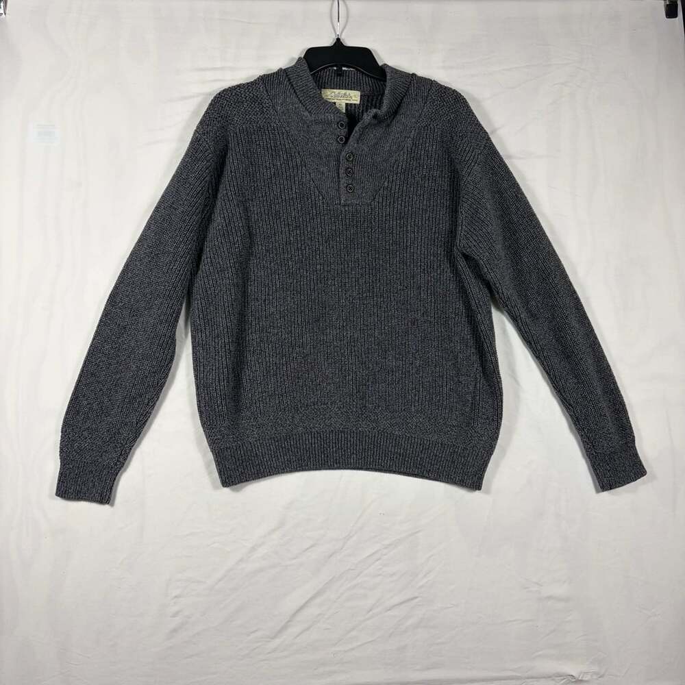 Cabelas Henley Sweater Size XL Reg Gray Knit Pullover